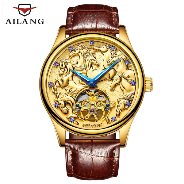 AILANG top luxury Swiss watch gear AAAAA quality Tourbillon wrist watch waterproof diver watch men's gold bracelet self-winding