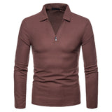 Long Sleeve Polo Shirts For Men Slim Fit Shirt Casual Tops Tees Plus Size Polos Shirt  Solid Color 2019 Wholesale High Quality