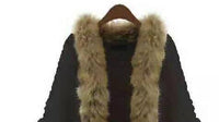SC238 2018 Oversize Cape Winter Women Fur Neck Knitted Cardigans Female Long Batwing Sleeves Vintage Open Stitch Sweater Shirt