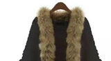 SC238 2018 Oversize Cape Winter Women Fur Neck Knitted Cardigans Female Long Batwing Sleeves Vintage Open Stitch Sweater Shirt