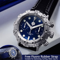 San Martin Diver Titanium Grade 5 Men Mechanical Watch Swiss ETA 7753 Chronograph Sapphire Shark Leather Limited Edition Relojes