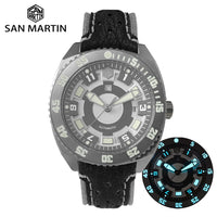 San Martin Diver Mechanical Men Watch Swiss ETA 2836 Titanium Grade 5 Sapphire Crystal Shark Leather Luminous Limited Edition