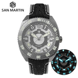 San Martin Diver Mechanical Men Watch Swiss ETA 2836 Titanium Grade 5 Sapphire Crystal Shark Leather Luminous Limited Edition