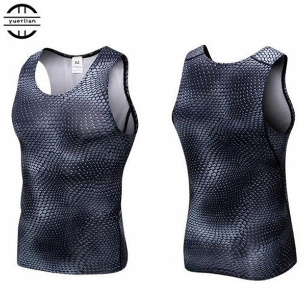 200pcs Men Pro Compression 3D Print Tight Snake Scale Vest,High Elastic Quick-drying Wicking Sporting Fitness Shapers Tank Tops