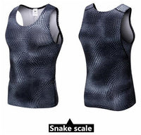 200pcs Men Pro Compression 3D Print Tight Snake Scale Vest,High Elastic Quick-drying Wicking Sporting Fitness Shapers Tank Tops