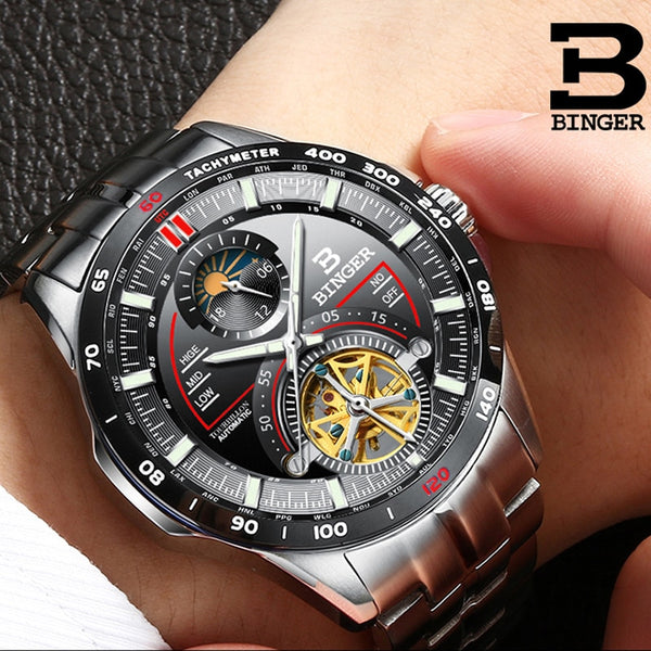 Swiss BINGER watches, luxury watches for men, tourbillon automatic watches, waterproof watches