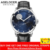 AGELOCER Moonphase Watch Vintage Switzerland Luxury Brand Mens Watches Sapphire Power Reserve 80 Hours Mechanical Watch 6404A1