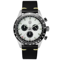 San Martin Stainless Steel Men Quartz Chronograph Watch Swiss Ronda 5040 F Sapphire Ceramic Bezel Leather Luminous Waterproof