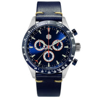 San Martin Stainless Steel Men Quartz Chronograph Watch Swiss Ronda 5040 F Sapphire Ceramic Bezel Leather Luminous Waterproof