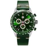 San Martin Stainless Steel Men Quartz Chronograph Watch Swiss Ronda 5040 F Sapphire Ceramic Bezel Leather Luminous Waterproof