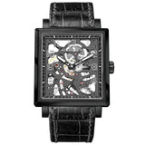 AGELOCER Black Luminous Swiss Fashion Analog Display Mens Mechanical Skeleton Wrist Watches Top Brand Luxury Clock Power Reserve