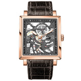 AGELOCER Black Luminous Swiss Fashion Analog Display Mens Mechanical Skeleton Wrist Watches Top Brand Luxury Clock Power Reserve