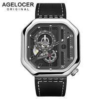 Swiss Brand AGELOCER Sport Watches for Men Skeleton Dial with Luminous Hands Unique Mechanical Watches Power Reserve 42 Hours
