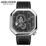 Swiss Brand AGELOCER Sport Watches for Men Skeleton Dial with Luminous Hands Unique Mechanical Watches Power Reserve 42 Hours