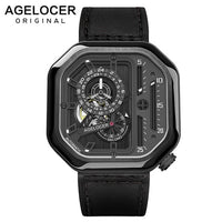 Swiss Brand AGELOCER Sport Watches for Men Skeleton Dial with Luminous Hands Unique Mechanical Watches Power Reserve 42 Hours