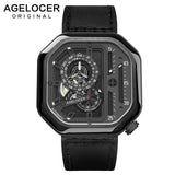 Swiss Brand AGELOCER Sport Watches for Men Skeleton Dial with Luminous Hands Unique Mechanical Watches Power Reserve 42 Hours