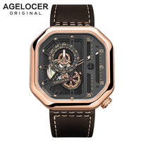 Swiss Brand AGELOCER Sport Watches for Men Skeleton Dial with Luminous Hands Unique Mechanical Watches Power Reserve 42 Hours