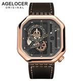 Swiss Brand AGELOCER Sport Watches for Men Skeleton Dial with Luminous Hands Unique Mechanical Watches Power Reserve 42 Hours