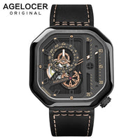 Swiss Brand AGELOCER Sport Watches for Men Skeleton Dial with Luminous Hands Unique Mechanical Watches Power Reserve 42 Hours