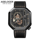 Swiss Brand AGELOCER Sport Watches for Men Skeleton Dial with Luminous Hands Unique Mechanical Watches Power Reserve 42 Hours