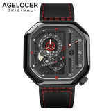 Swiss Brand AGELOCER Sport Watches for Men Skeleton Dial with Luminous Hands Unique Mechanical Watches Power Reserve 42 Hours