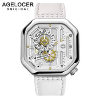 Swiss Brand AGELOCER Sport Watches for Men Skeleton Dial with Luminous Hands Unique Mechanical Watches Power Reserve 42 Hours
