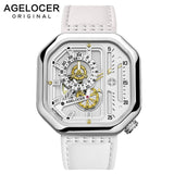 Swiss Brand AGELOCER Sport Watches for Men Skeleton Dial with Luminous Hands Unique Mechanical Watches Power Reserve 42 Hours