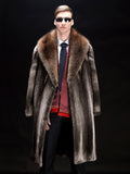 2020 New Mens Mink Fur Coat Long Trench Coat Brown Leather Jacket Mens Mink Coat Fur Coat Oversize Parkas Winter Warm Jacket