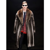 2020 New Mens Mink Fur Coat Long Trench Coat Brown Leather Jacket Mens Mink Coat Fur Coat Oversize Parkas Winter Warm Jacket
