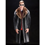 2020 New Mens Mink Fur Coat Long Trench Coat Brown Leather Jacket Mens Mink Coat Fur Coat Oversize Parkas Winter Warm Jacket