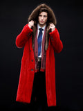 2020 New Mens Mink Fur Coat Imported Velvet Coat American Retro Fur Coat Long Winter Coat Red Leather Jacket