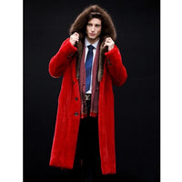 2020 New Mens Mink Fur Coat Imported Velvet Coat American Retro Fur Coat Long Winter Coat Red Leather Jacket