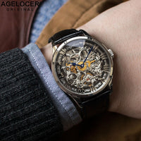 AGELOCER New Number Sport Design Swiss Watch Mens Watches Top Brand Luxury Montre Homme Clock Men Automatic Skeleton Watch