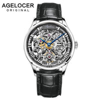 AGELOCER New Number Sport Design Swiss Watch Mens Watches Top Brand Luxury Montre Homme Clock Men Automatic Skeleton Watch