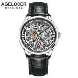 AGELOCER New Number Sport Design Swiss Watch Mens Watches Top Brand Luxury Montre Homme Clock Men Automatic Skeleton Watch