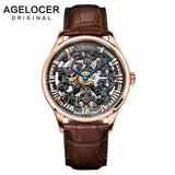 AGELOCER New Number Sport Design Swiss Watch Mens Watches Top Brand Luxury Montre Homme Clock Men Automatic Skeleton Watch