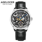 AGELOCER New Number Sport Design Swiss Watch Mens Watches Top Brand Luxury Montre Homme Clock Men Automatic Skeleton Watch
