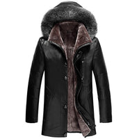 Long Big Real Fur Collar Mens Winter Leather Jackets Thick Plus Size Cashmere Lining Sheepskin Coat Man