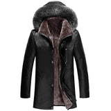 Long Big Real Fur Collar Mens Winter Leather Jackets Thick Plus Size Cashmere Lining Sheepskin Coat Man
