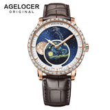 AGELOCER 2020 Swiss New Luxury Moon phase Mens Watches with Sapphire Crystal Power Reserve Automatic Watch Men Relogio Masculino