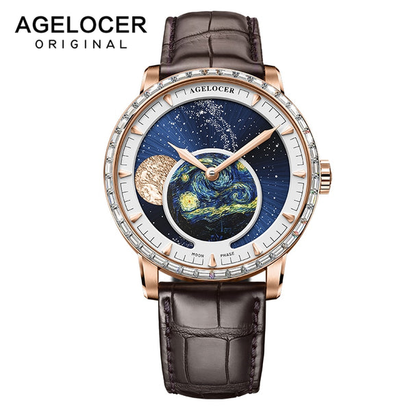 AGELOCER 2020 Swiss New Luxury Moon phase Mens Watches with Sapphire Crystal Power Reserve Automatic Watch Men Relogio Masculino