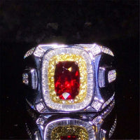 China made men wedding diamond jewelry 18K gold 2.01ct natural unheated pigeon blood red ruby stone ring