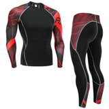 Winter Thermal Underwear Set Men's Sportswear Running Training Warm Base Layer Compression Tights Jogging Suit Men's Gym 2019