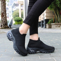 Womens Flats Slip On Shoes for Women Sock Sneakers Platform 2019 Comfortable Soft Ladies Spring Buty Damskie Sepatu Wanita Black
