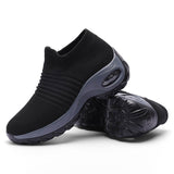 Womens Flats Slip On Shoes for Women Sock Sneakers Platform 2019 Comfortable Soft Ladies Spring Buty Damskie Sepatu Wanita Black