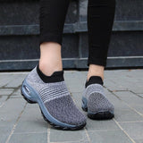 Womens Flats Slip On Shoes for Women Sock Sneakers Platform 2019 Comfortable Soft Ladies Spring Buty Damskie Sepatu Wanita Black