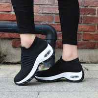 Womens Flats Slip On Shoes for Women Sock Sneakers Platform 2019 Comfortable Soft Ladies Spring Buty Damskie Sepatu Wanita Black