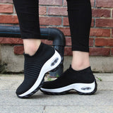 Womens Flats Slip On Shoes for Women Sock Sneakers Platform 2019 Comfortable Soft Ladies Spring Buty Damskie Sepatu Wanita Black