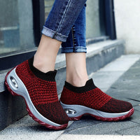 Womens Flats Slip On Shoes for Women Sock Sneakers Platform 2019 Comfortable Soft Ladies Spring Buty Damskie Sepatu Wanita Black