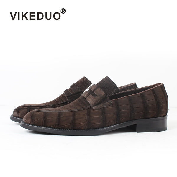 2020 Vikeduo Hot Men's Crocodile Skin Loafers Shoes Custom Genuine Leather Fashion Party wedding Dress Office Original Designer